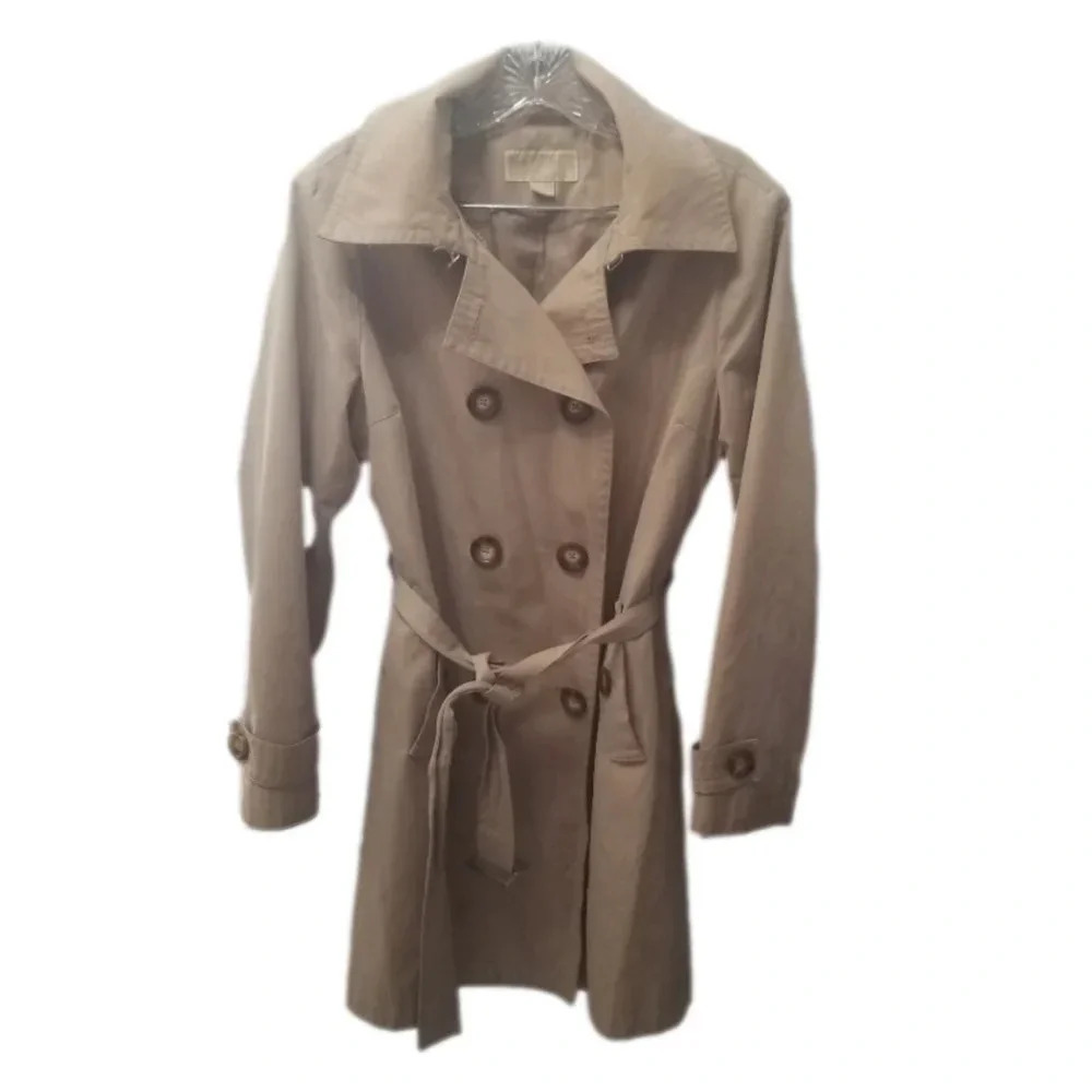 Micheal Kors Tan Double Breasted Belted Trench Coat L